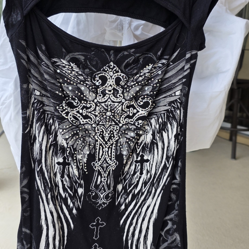 Black Graphic Tank Top